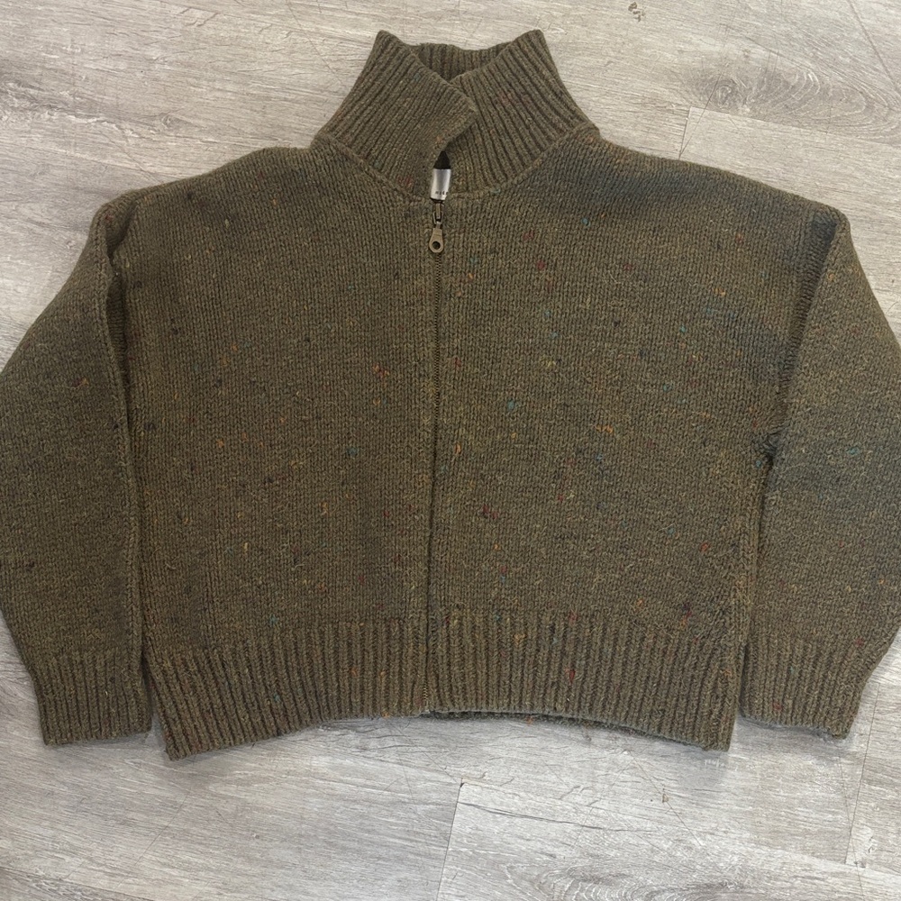 Vintage 525 Made in USA Wool Zip Sweater Cropped Mock Neck M/L
